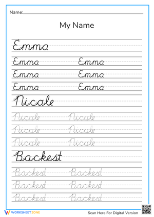 Emma work sheet