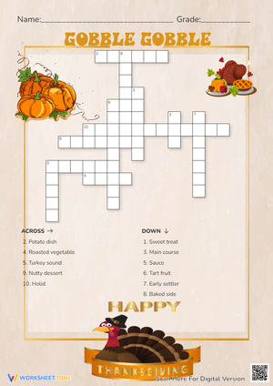 Gobble Gobble Themed Worksheet