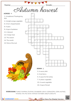 Autumn Harvest Themed Worksheet
