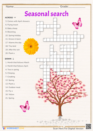 Find Seasonal Words with Search Worksheet
