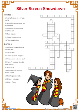 Silver Screen Showdown Word Puzzle Worksheet