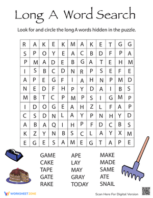 Phonics Fun: Long A Word Search