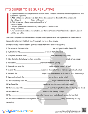 Its Super to Be Superlative Adjectives worksheet
