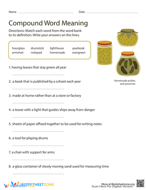 Understanding Compound Word Meaning Worksheet