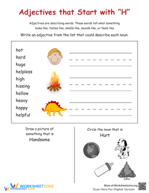 Adjectives Practice: Starting with Specific Letters