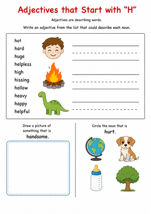 Adjectives Practice: Starting with Specific Letters