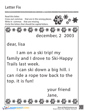 Letter Fix: Commas and Capitalization