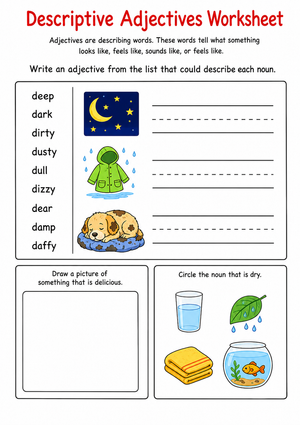 Descriptive Adjectives Worksheet