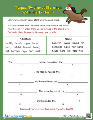 Alliteration Tongue Twisters: Practice with 'H'