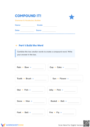 Compound Words Worksheet | Grade 2 ELA Printable Essential