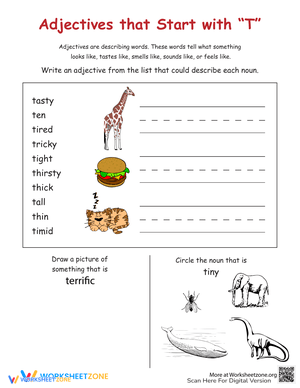 Descriptive Adjectives Practice Worksheet