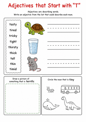 Descriptive Adjectives Practice Worksheet