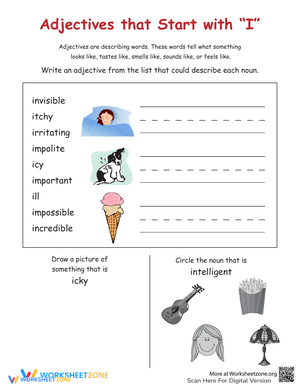 Adjectives Identification Worksheet