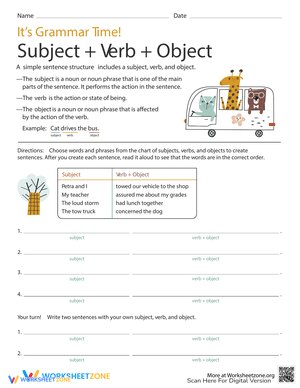 Grammar Time: Subject, Verb, Object Basics
