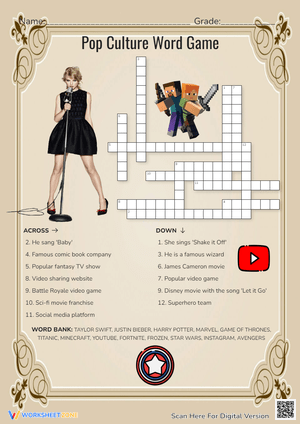 Pop Culture Word Search: Find the Terms