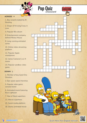 Pop Culture Trivia Crossword - Movies, Music, Games Quiz!