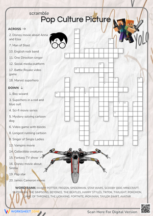 Pop Culture Picture Scramble: Unscramble Fun