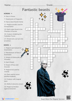 Harry Potter Crossword Puzzle - Wizarding World Activity