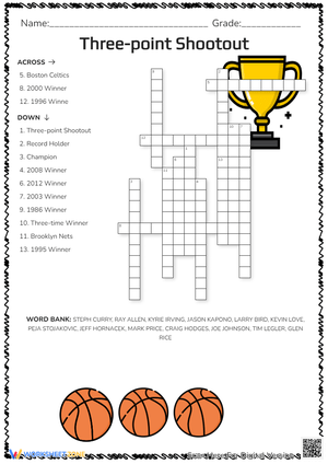 Basketball Three-Point Shootout Crossword - NBA Stars & Teams!