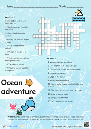 Ocean Adventure Crossword Puzzle