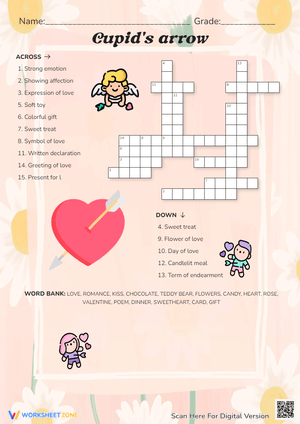 Cupid's Arrow Cross Word Puzzle