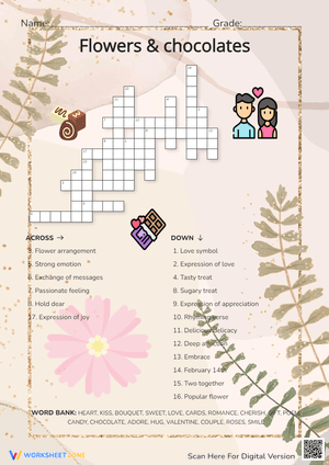 Flowers & Chocolates Cross Word Puzzle