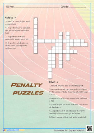 Sports Crossword Puzzle - Vocabulary & Fun for Grades 3-5