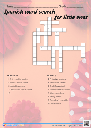 Spanish Vocabulary Word Search