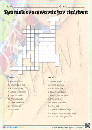 Spanish Crosswords for Children: Fun Learning