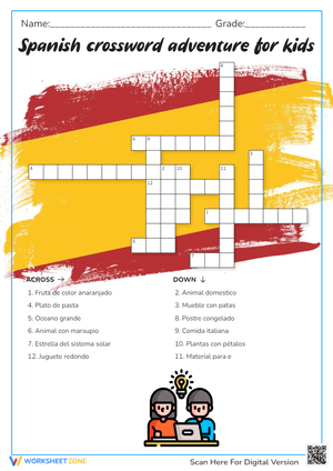 Spanish Vocabulary Crossword Puzzle