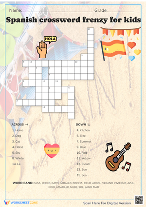 Spanish Crossword Frenzy: A Fun Puzzle for Kids