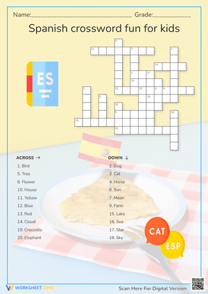 Spanish Crossword Fun for Kids: Learn & Play