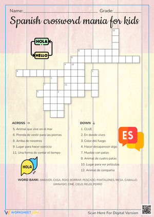 Spanish Crossword Mania: Engage Your Kids
