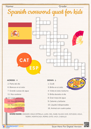 Spanish Crossword Quest: Fun for Kids