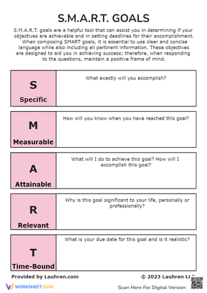 Smart Goals Worksheet