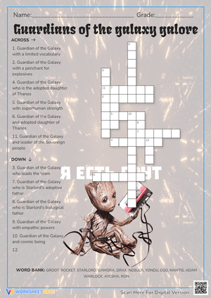 Guardians Galaxy Galore Crossword Puzzle