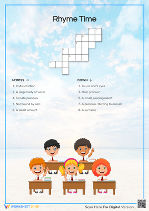 Rhyme Time Crossword Puzzle: Fun with Rhyming Words