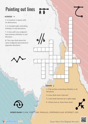 Geometry Crossword Puzzle - Lines, Points, Planes Worksheet