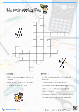 Geometry Lines Crossword Puzzle - Math Vocabulary Fun