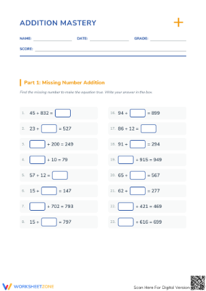 3.NBT.A.2 Worksheet: Addition Mastery — Grade 3-4 Essential