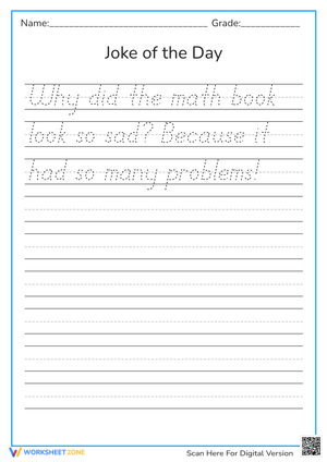 Math Joke Handwriting Worksheet