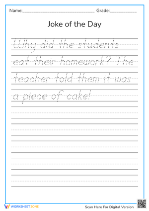Funny Handwriting Practice: Joke of the Day