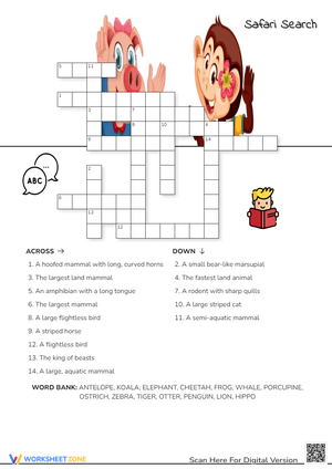 Safari Search Crossword Puzzle