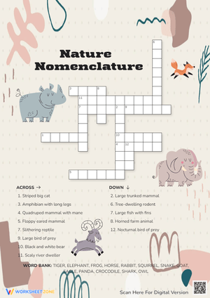 Nature Nomenclature Crossword Puzzle