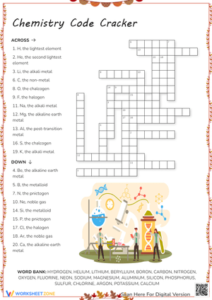 Chemistry Elements Crossword Puzzle - Code Cracker Fun!