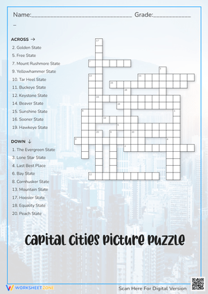 Capital Cities Picture Puzzle: Geography Worksheet