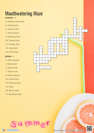 Food Crossword Worksheet | Grade 3 Ready to Print