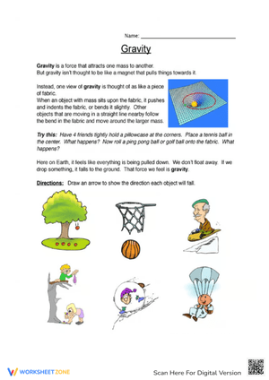 Falling Gravity Worksheet