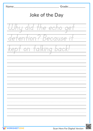 Echo Jokes! Handwriting Practice | Essential Grade 1-2