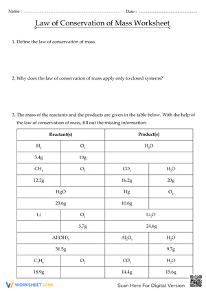 Conservation of Mass With Answers